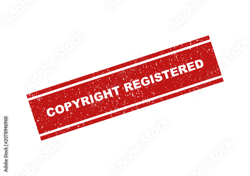 Red grunge rubber stamp with the text copyright registered design
