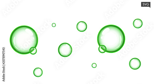 Quadro su tela Lime green floating bubbles set of varying sizes