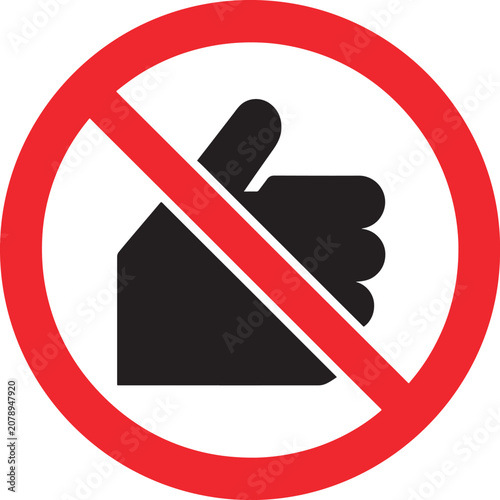 Fényképezés Prohibited thumb up gesture icon inside a red circle sign representing a restric