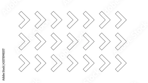 Photos Outline style arrowhead chevron symbols arranged in regular grid layout with nav