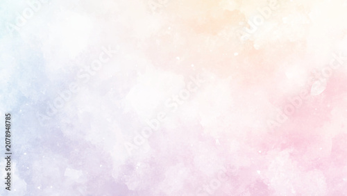 Fotografie blue watercolor paint background design with colorful orange pink borders and br