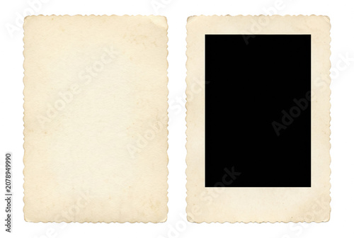Cuadro en lienzo Pair of Vintage Aged Paper Photo Frames with Scalloped Edges