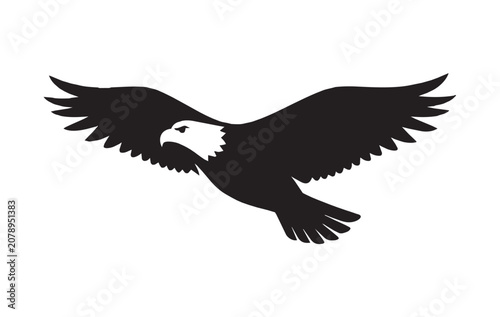 Flying Bald Eagle Silhouette Bird Vector Icon