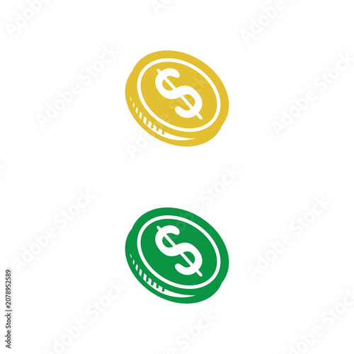A clean and professional vector illustration of a US dollar gold coin. This coin features a dollar sign.