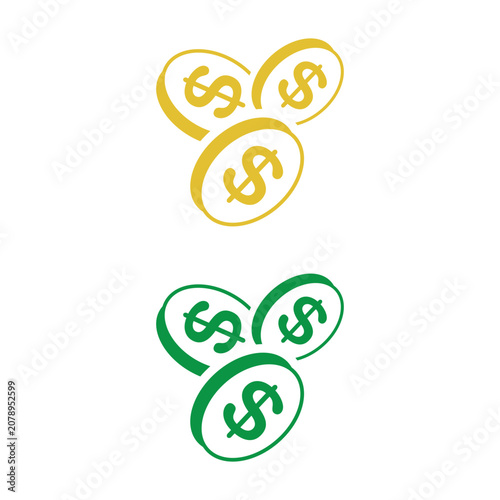 A clean and professional vector illustration of a US dollar gold coin. This coin features a dollar sign.