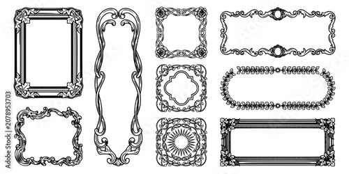 Frames with Intricate Designs and Ornate Patterns in Various Shapes and Sizes Featuring Frame, Design, Pattern with Vintage