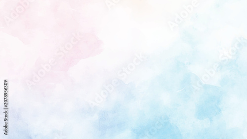 blue watercolor paint background design with colorful orange pink borders and bright center, watercolor bleed and fringe with vibrant distressed grunge texture