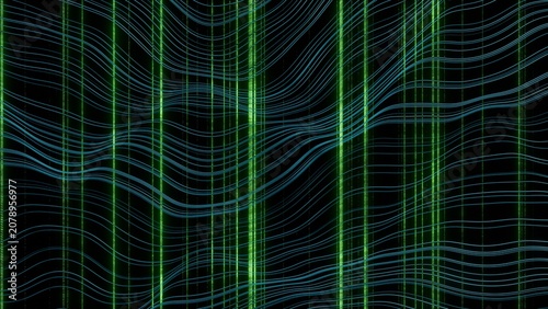 Photography Abstract 3D digital green lines background