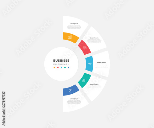 Foto 5 step business half circle infograph for data visualization