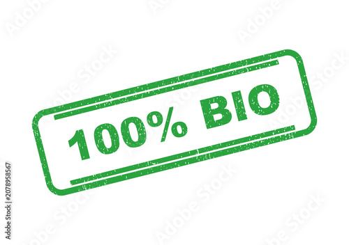 Obraz na plátně Green rubber stamp style icon with 100 percent bio text