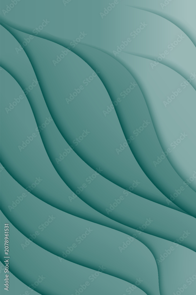 Obraz premium Abstract Teal Green Layered Wavy Papercut Background. vector Eps 10