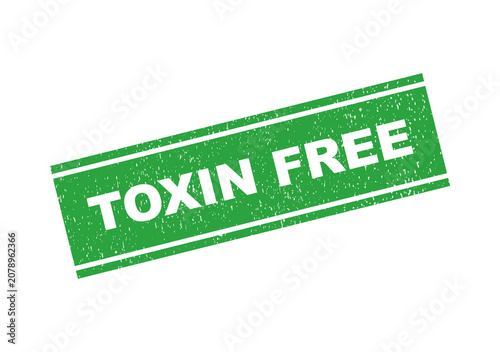 Fotografie Green toxin free rubber stamp icon with grunge texture