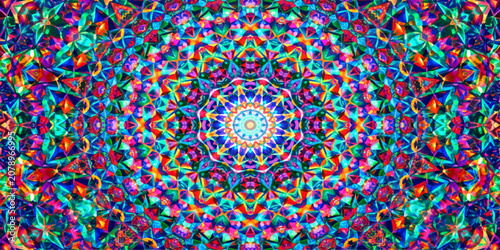 Obraz na plátně Seamless Abstract Colorful Circle Pattern with Psychedelic Mandala Geometry, Flo