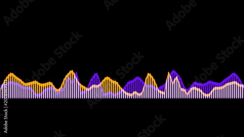 Colorful audio waveform spectrum animation.Spectrum audio animation, Wave form Audio Isolated on background. Audio spectrum wave effect, waveform beats.Green background.
