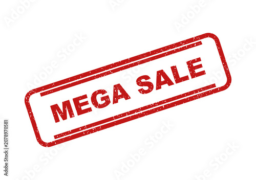 Fotografie Red grunge stamp with the text mega sale for retail marketing events