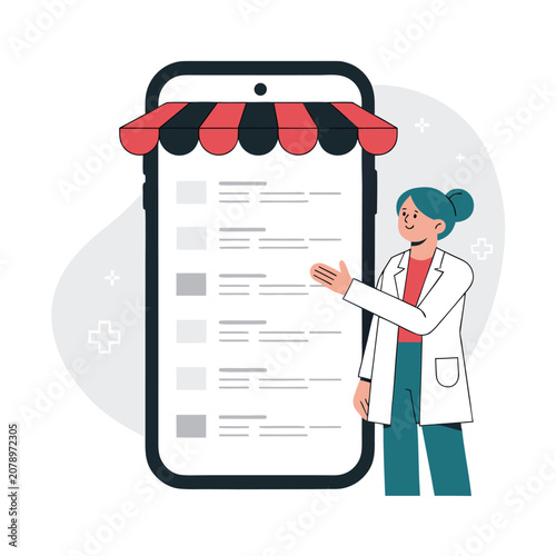 Online Pharmacy Mobile Healthcare Doctor App Vector Illustration