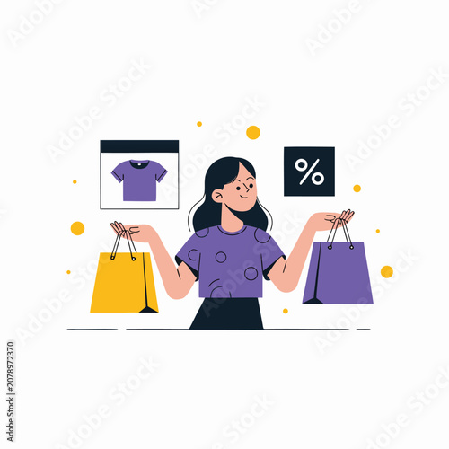 Online Shopping Discount Sale With Fashion Bags Vector Illustration