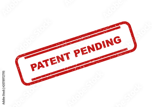Red patent pending rubber stamp ink mark for business and legal documents