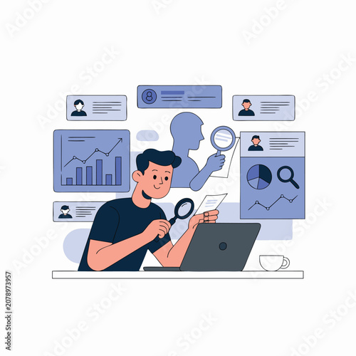 Recruitment Analytics Candidate Search and Hiring Dashboard Vector Illustration