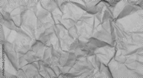 halftone dotted crumpled paper texture with wrinkled creased surface and distressed in comic pop-art style,  background, Wite creased sheet ,dotted, rough, and wrinkled surface vector design.