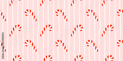 Fotografía Gingham seamless christmas candy checkered design with lollipop small pattern