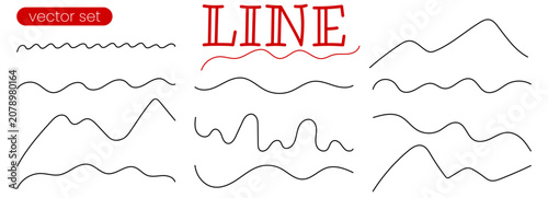 Obraz na płótnie Continuous curve pattern and line cable squiggle with squiggly set long