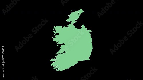 Ireland green 3D map spin perfect 10 second loop black background