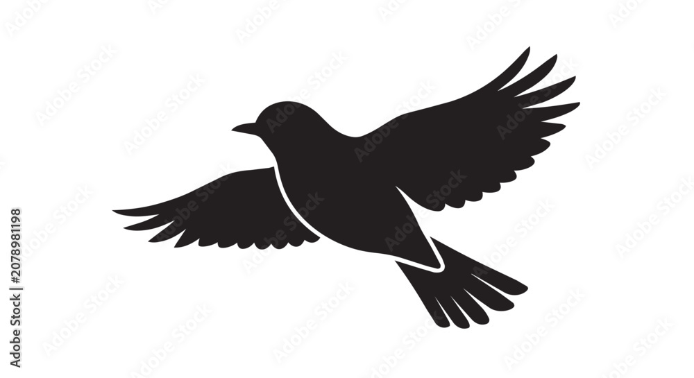 Fototapeta premium Flying Bird Silhouette Vector Icon Design