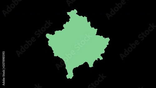 Kosovo green 3D map spin perfect 10 second loop black background