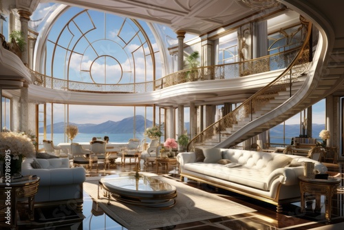Luxury interior of modern apartment. Interior design concept, living room, resort luxury, luxury hotel