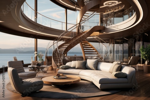 Luxury interior of modern apartment. Interior design concept, living room, resort luxury, luxury hotel