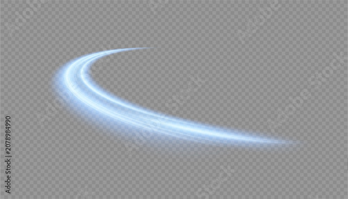Tableau sur toile A curved glowing trail with a bright blue glow on a transparent background