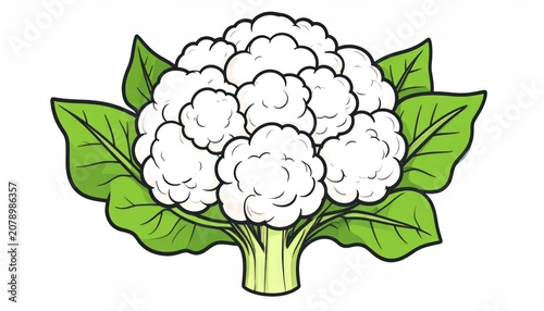 Detailed cauliflower vegetable illustration for grocery marketing.
