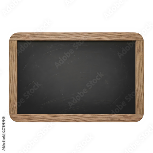 Old wooden chalkboard frame with black surface