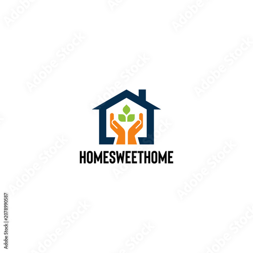 Modern home logo featuring a house outline with a family tree symbol inside. Representing love, growth, comfort, and togetherness, this clean vector design is ideal for real estate agencies
