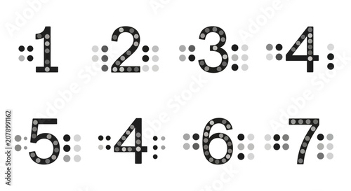 Cuadro en lienzo Numbers with Braille Dots Educational Graphic Concept
