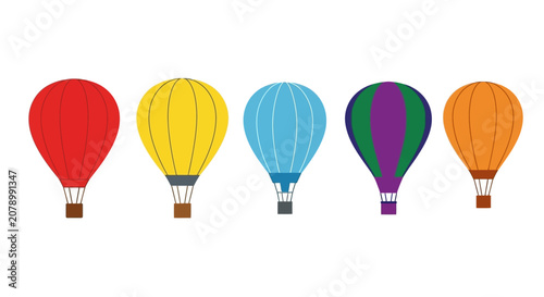 Fotografie Colorful Hot Air Balloons Flying in Sky - Vibrant Adventure and Travel Concept