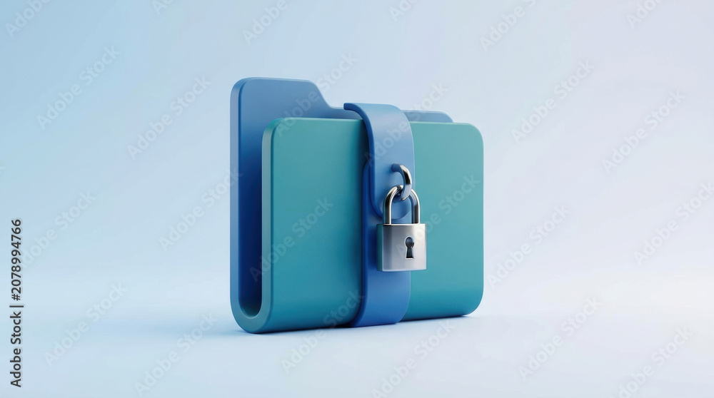 Obraz premium Secure file folder with padlock symbolizing data protection and privacy in digital storage and information security