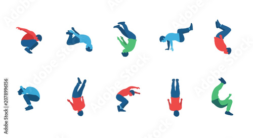 Принти на полотні Parkour Athlete Backflip Motion Sequence Set