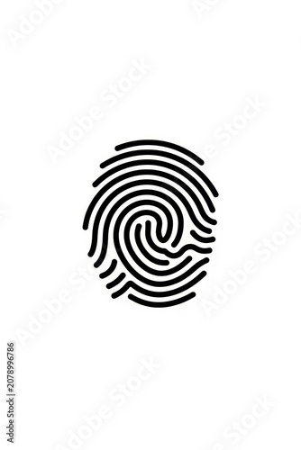Black fingerprint icon isolated on a clean white background