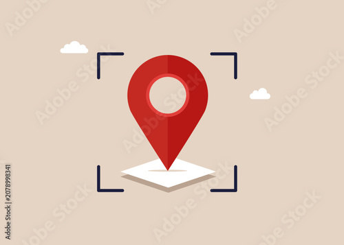 Geographical Information System. Online marketing. Modern vector illustration in flat style