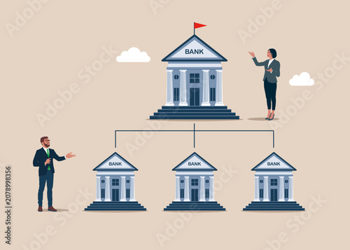 Unitary system. Finance and industry. Modern vector illustration in flat style