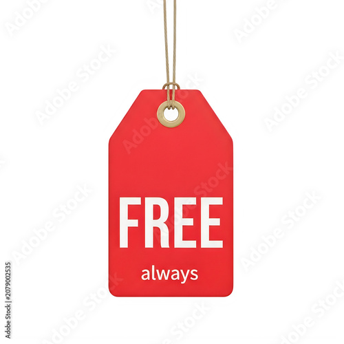 Red free tag with price label design