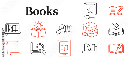 Foto Books set icon