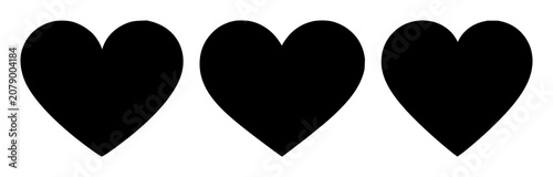Solid black icon, white background: wish-list heart icon set with simple line art design featuring outline, illustration, graphic elements with clean design and vector art