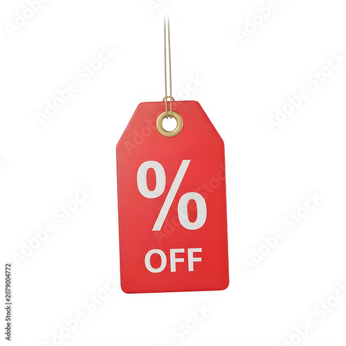Red sale tag with zero percent off