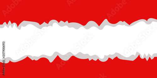 Cuadro en lienzo Red Black Torn Paper Banner with Jagged Ripped Edges