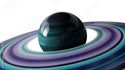 Saturn planet with vibrant purple and blue rings in space