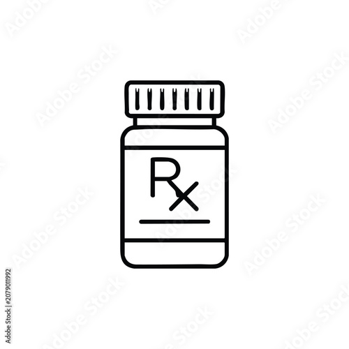 Prescription bottle prescription bottle medicaments black and white vector icon