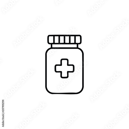 Medicine bottle medicine black and white vector medicaments icon
